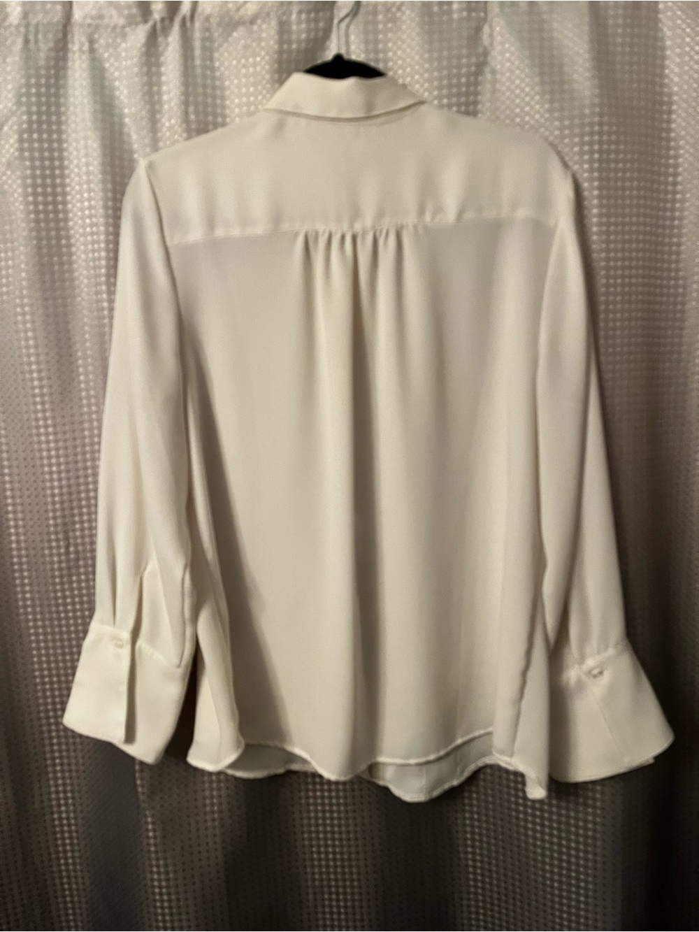 Chico's Cream Ruffle Front Button-Down Blouse - Picture 3 of 4